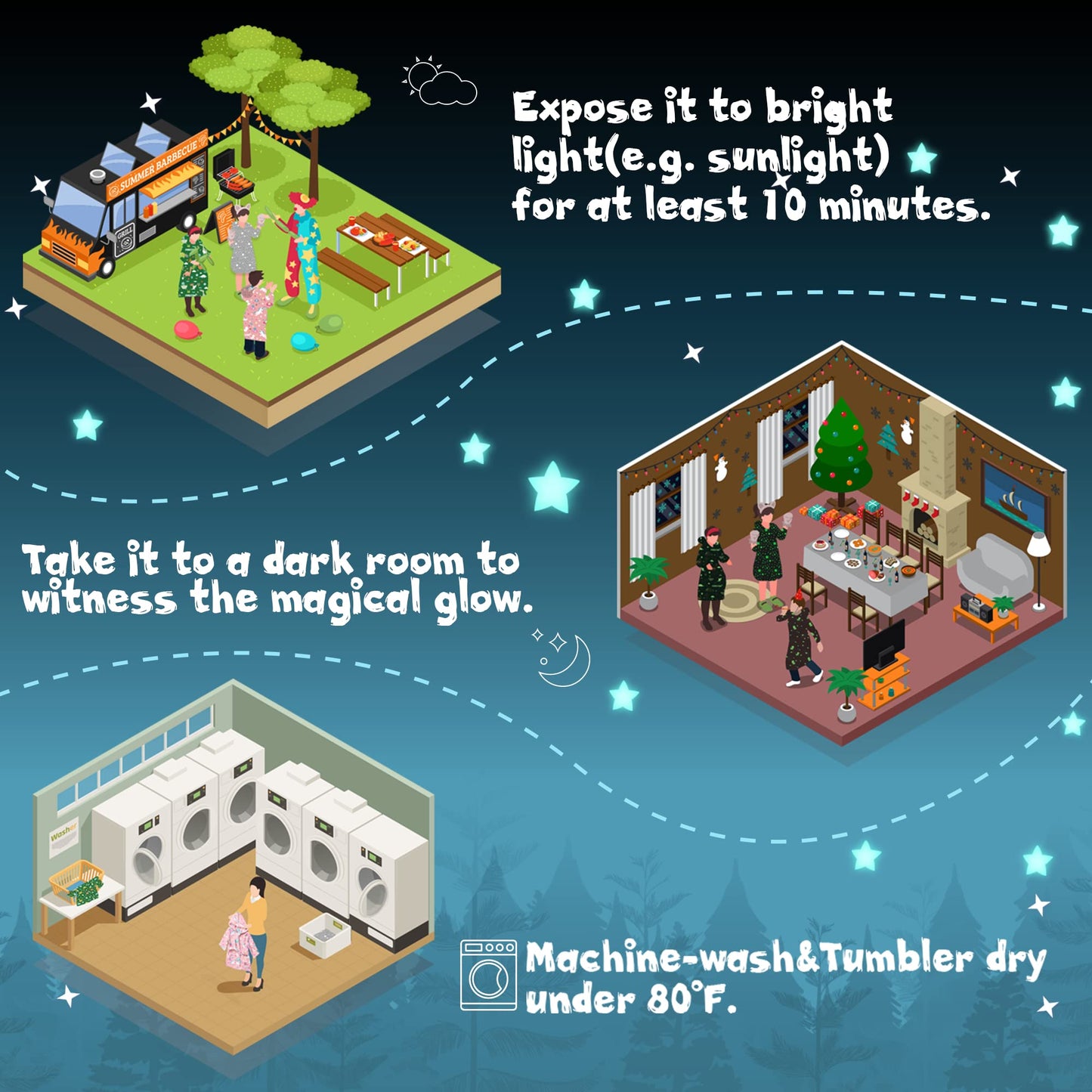 Glow in the Dark Wearable Blanket with Hoodie and Pockets