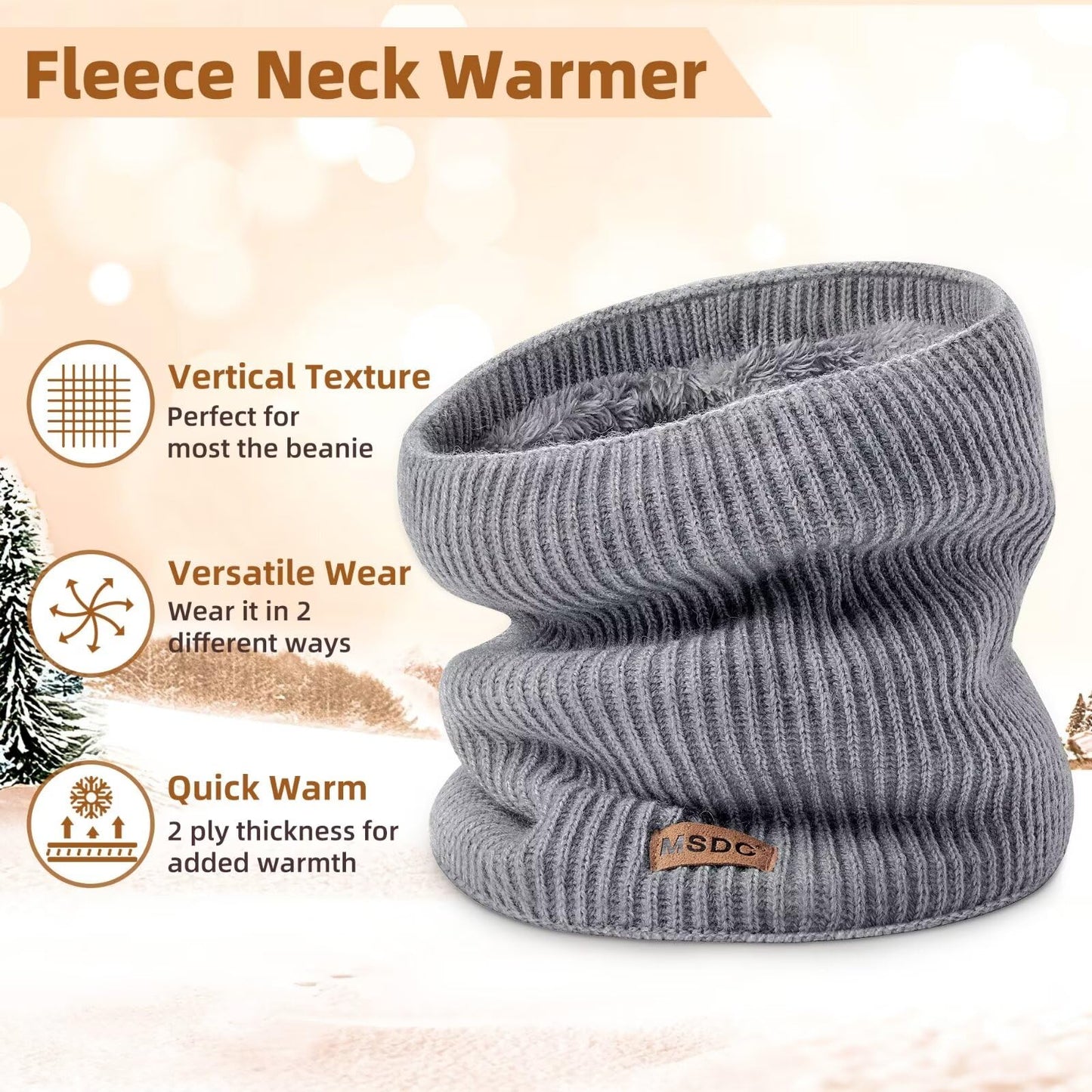 Unisex Winter Thermal Fleece Neck Gaiters - 3 Pack