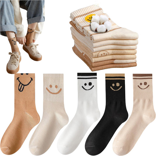 Women's Cute Smiles Ankle Socks - 5 Pack