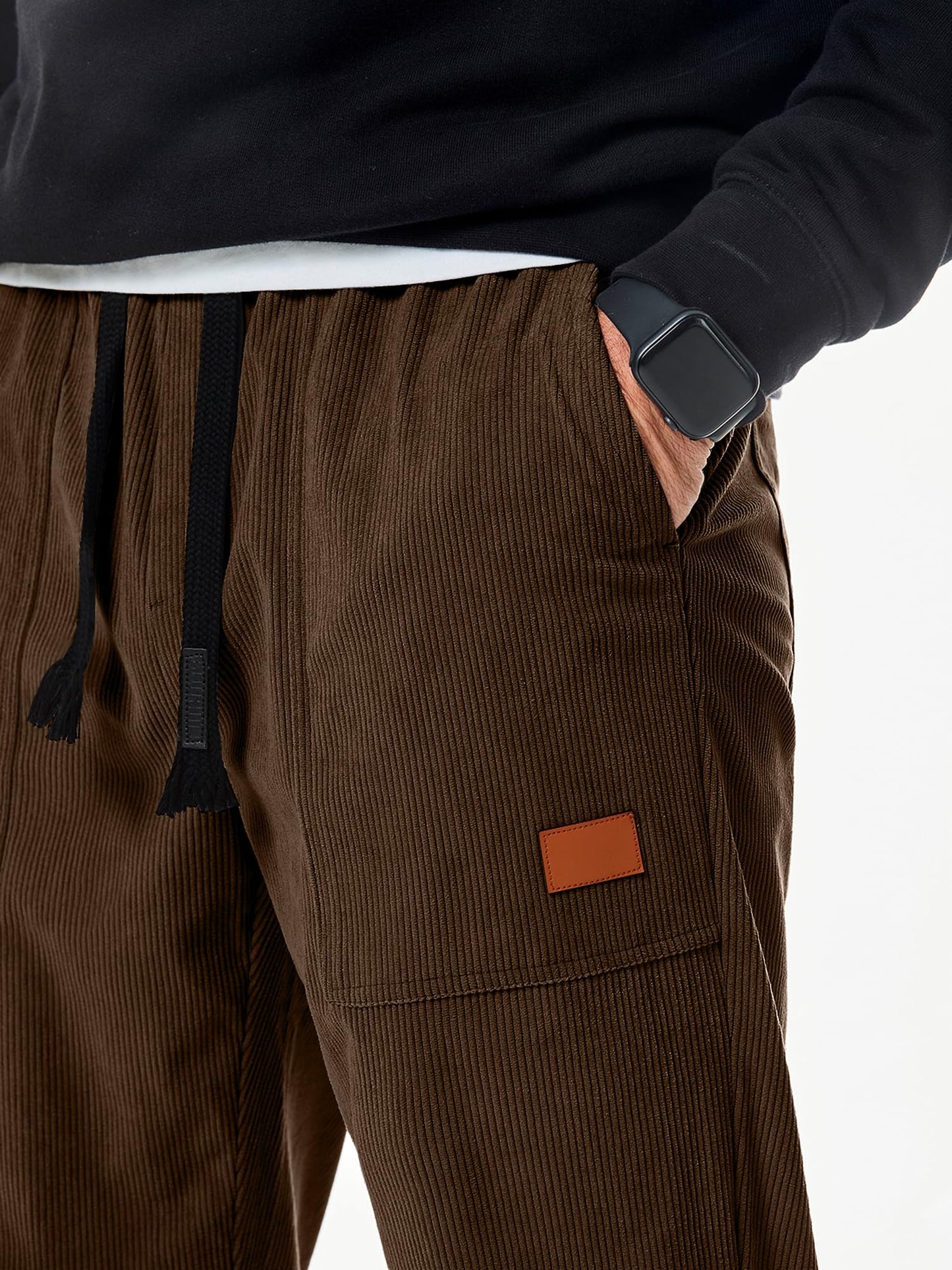 Men's Loose-Fit Corduroy Pants with Tapered Ankles