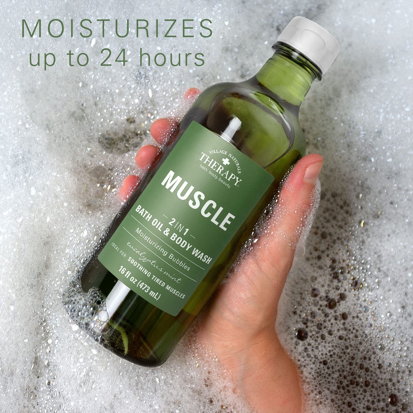 Village Naturals Therapy, Foaming Bath Oil and Body Wash, Eucalyptus Mint Scent, 2 Pack