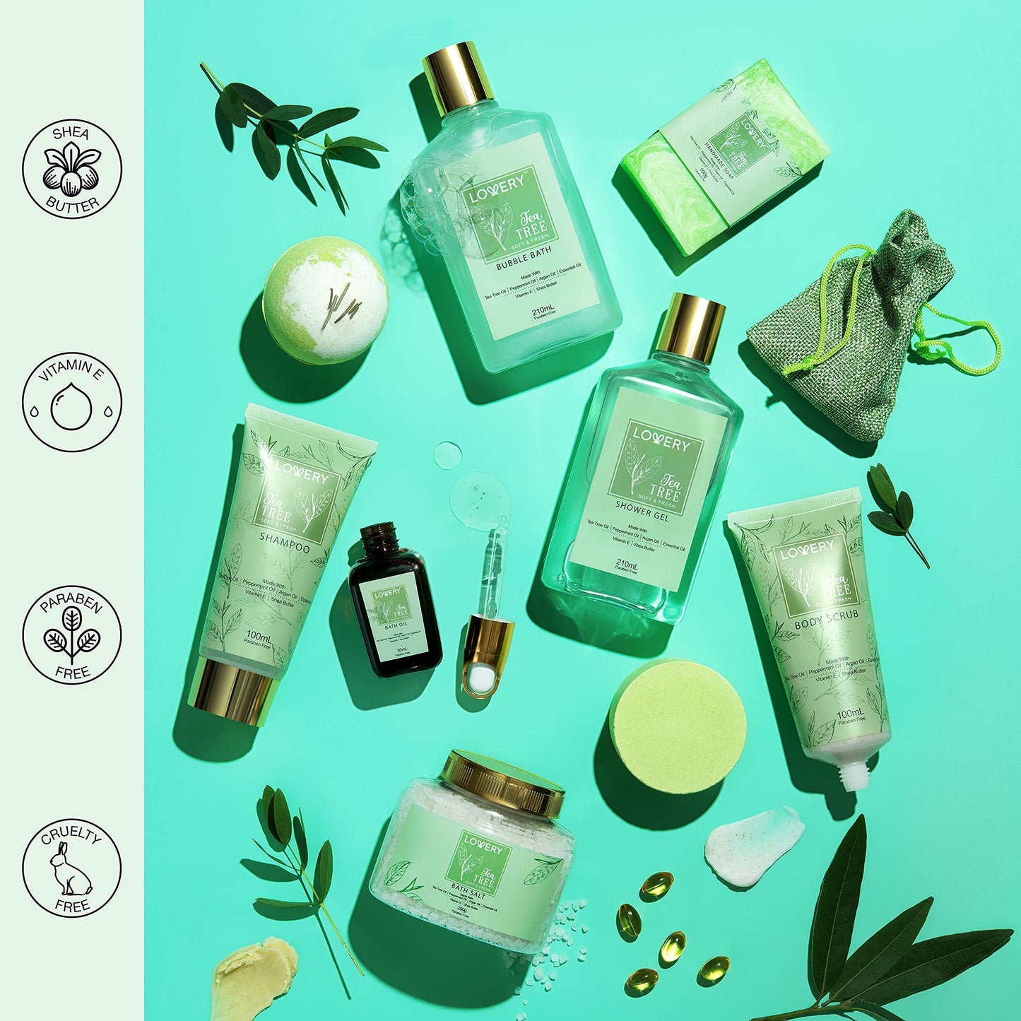 Tea Tree Spa Gift Set: Relaxation in a Basket - 15 piece