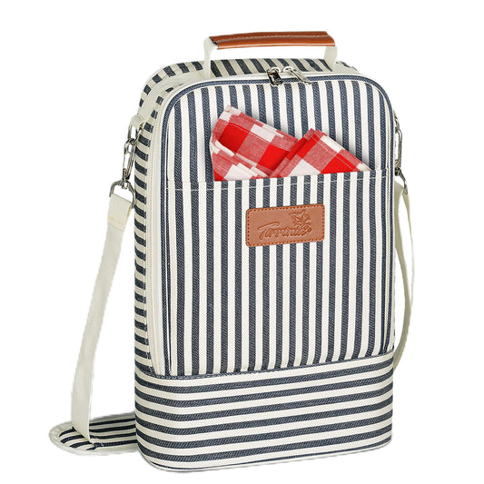 Insulated Wine Bottle and Glass Tote Bag