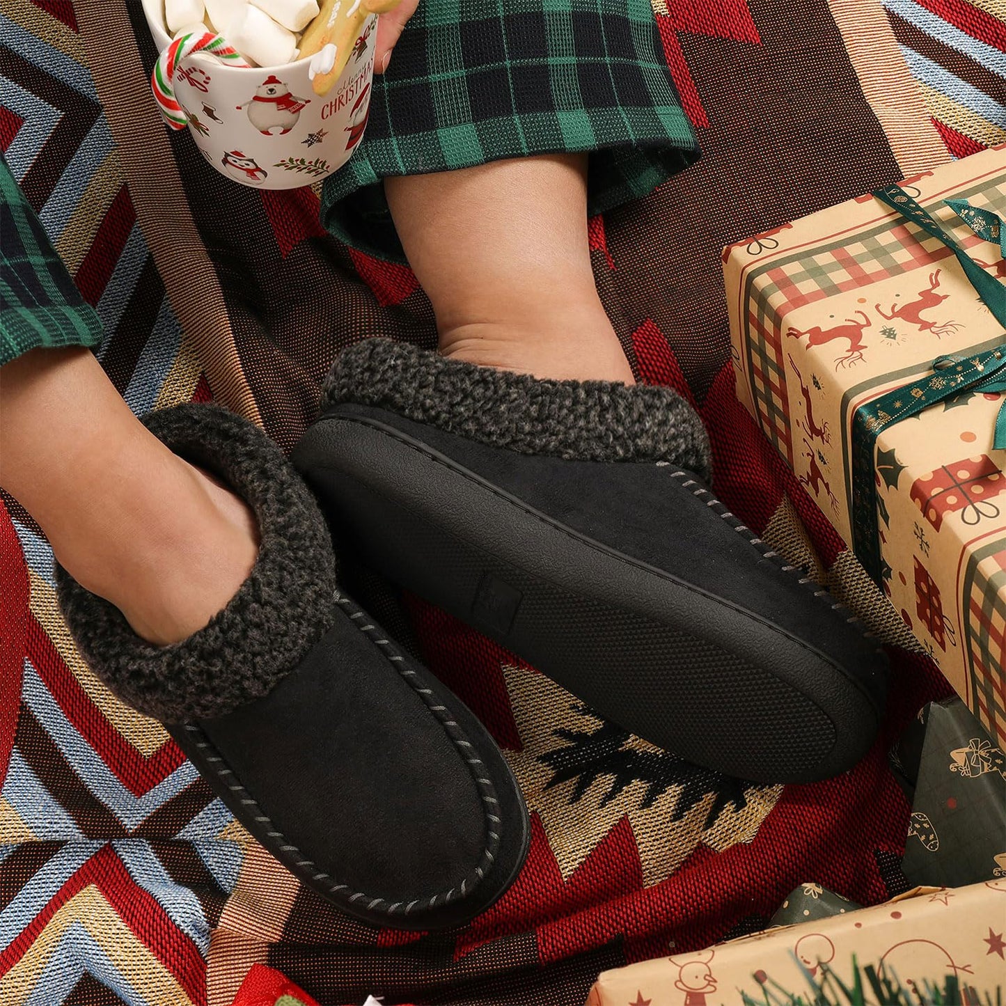 Men's Micro-suede Indoor/Outdoor Moccasins with EVA Foam Soles