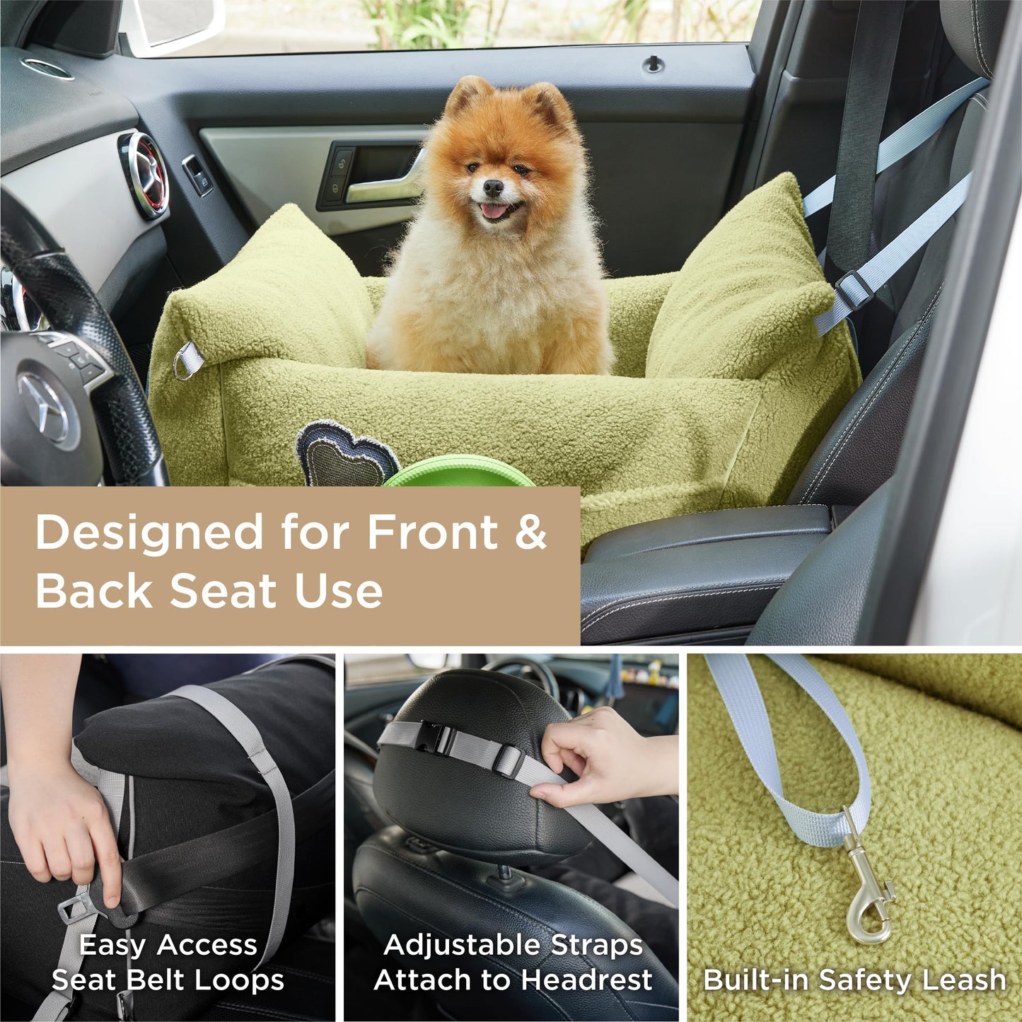 Booster Car Seat for Small Dogs with Storage Pockets