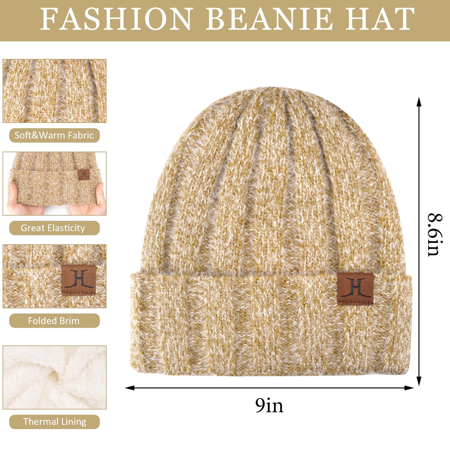 Women's Winter Warm Knit Beanie, Gloves and Scarf Set