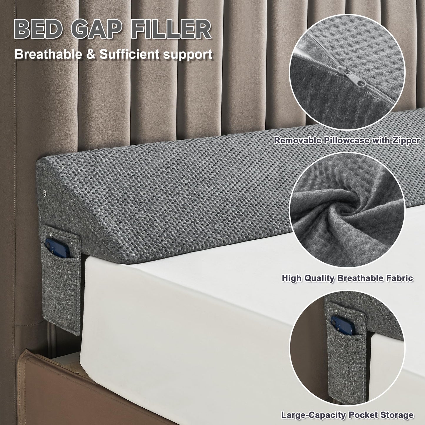 Bed Wedge Pillow for Headboard Gap Filler