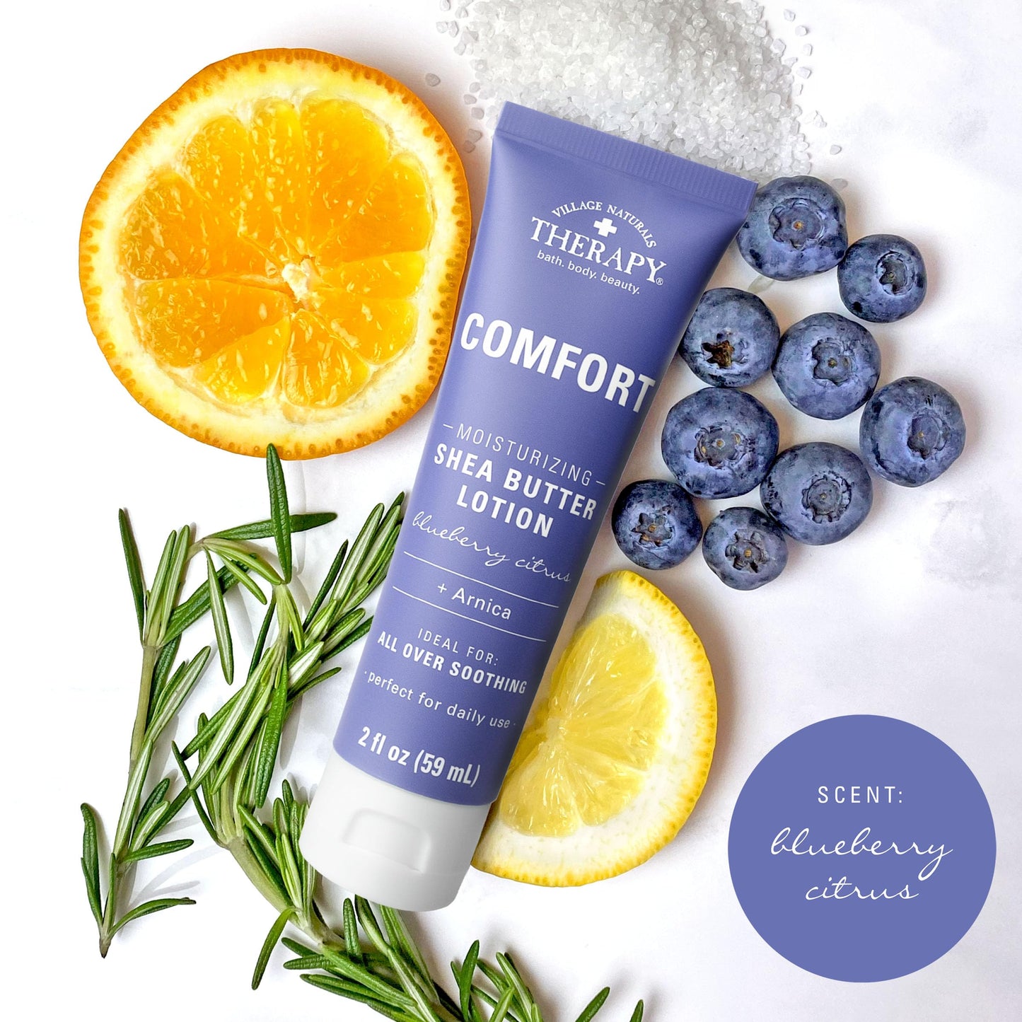 Village Naturals Therapy, Shea Butter Hand & Body Lotion, Blueberry Citrus Scent