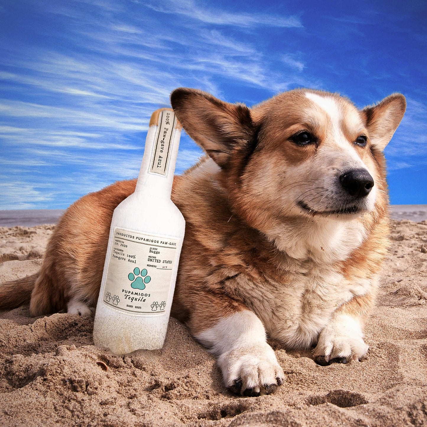 Tequila Bottle Plush Squeaky Dog Toy