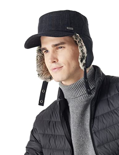 *Jeff & Aimy Womens Winter Fitted 62% Wool Tweed Earflap Dad Hat Baseball Cap for Men CamoKhaki M