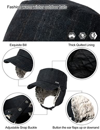 *Jeff & Aimy Womens Winter Fitted 62% Wool Tweed Earflap Dad Hat Baseball Cap for Men CamoKhaki M