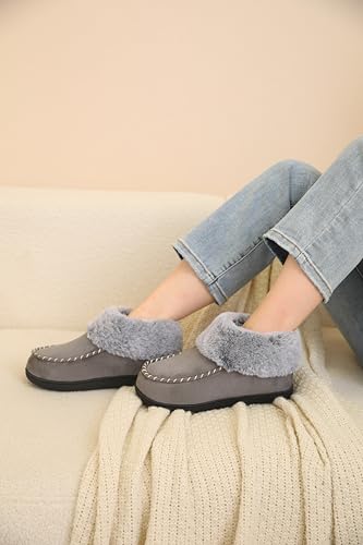 Women's Suede Moccasin Slippers with Memory Foam