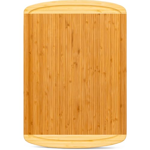 Wooden GREENER CHEF 18 Inch Extra Large Bamboo Cutting Board with Lifetime Replacements - Wood XL Cutting Boards for Kitchen - Organic Wooden Butcher Block and Chopping Board for Meat and Vegetables