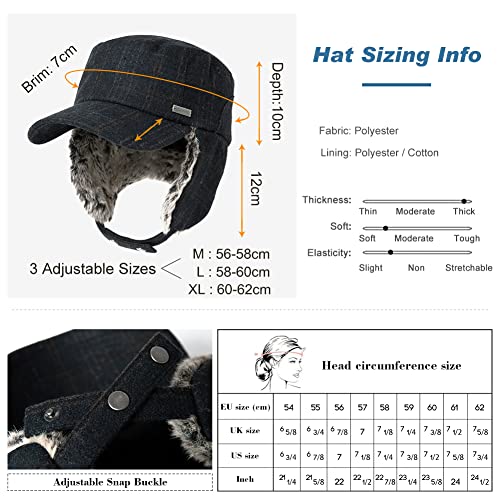 *Jeff & Aimy Womens Winter Fitted 62% Wool Tweed Earflap Dad Hat Baseball Cap for Men CamoKhaki M