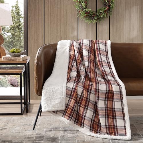 Reversible Sherpa Fleece Throw Blanket, 60" x 50"