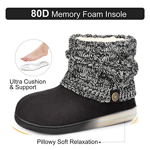 Women's Woolen Yarn Knit Bootie Slippers with Memory Foam
