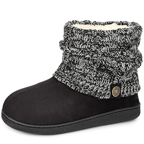 Women's Woolen Yarn Knit Bootie Slippers with Memory Foam