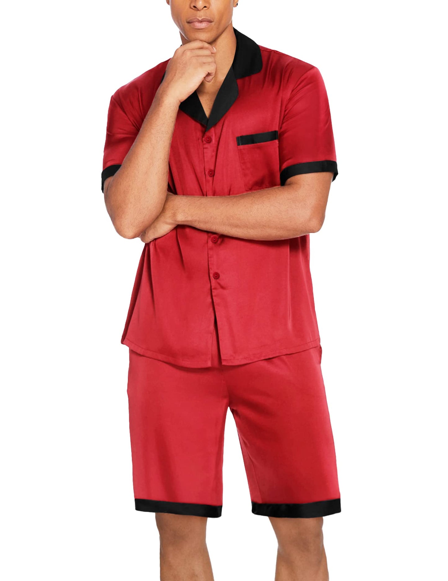 Men's Red Satin Loungewear Set