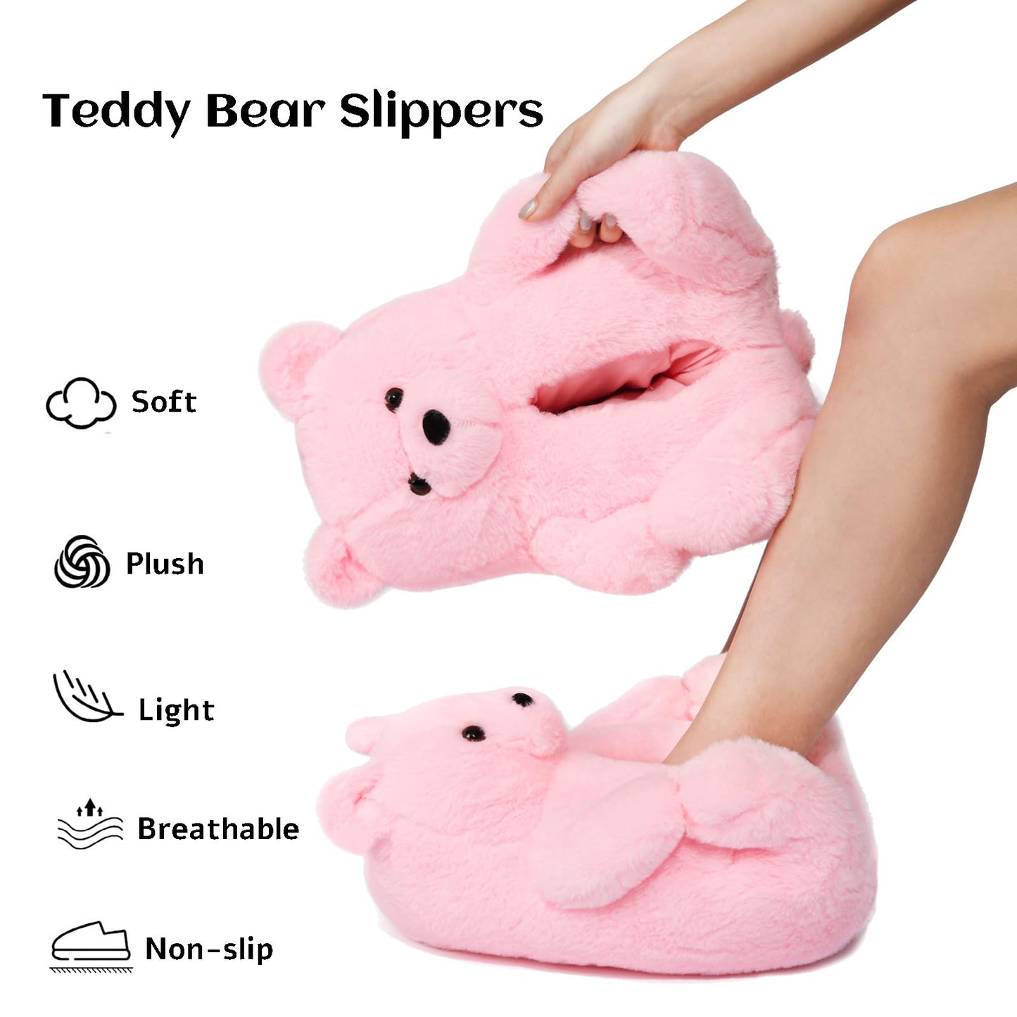 Fuzzy Teddy Bear House Slippers