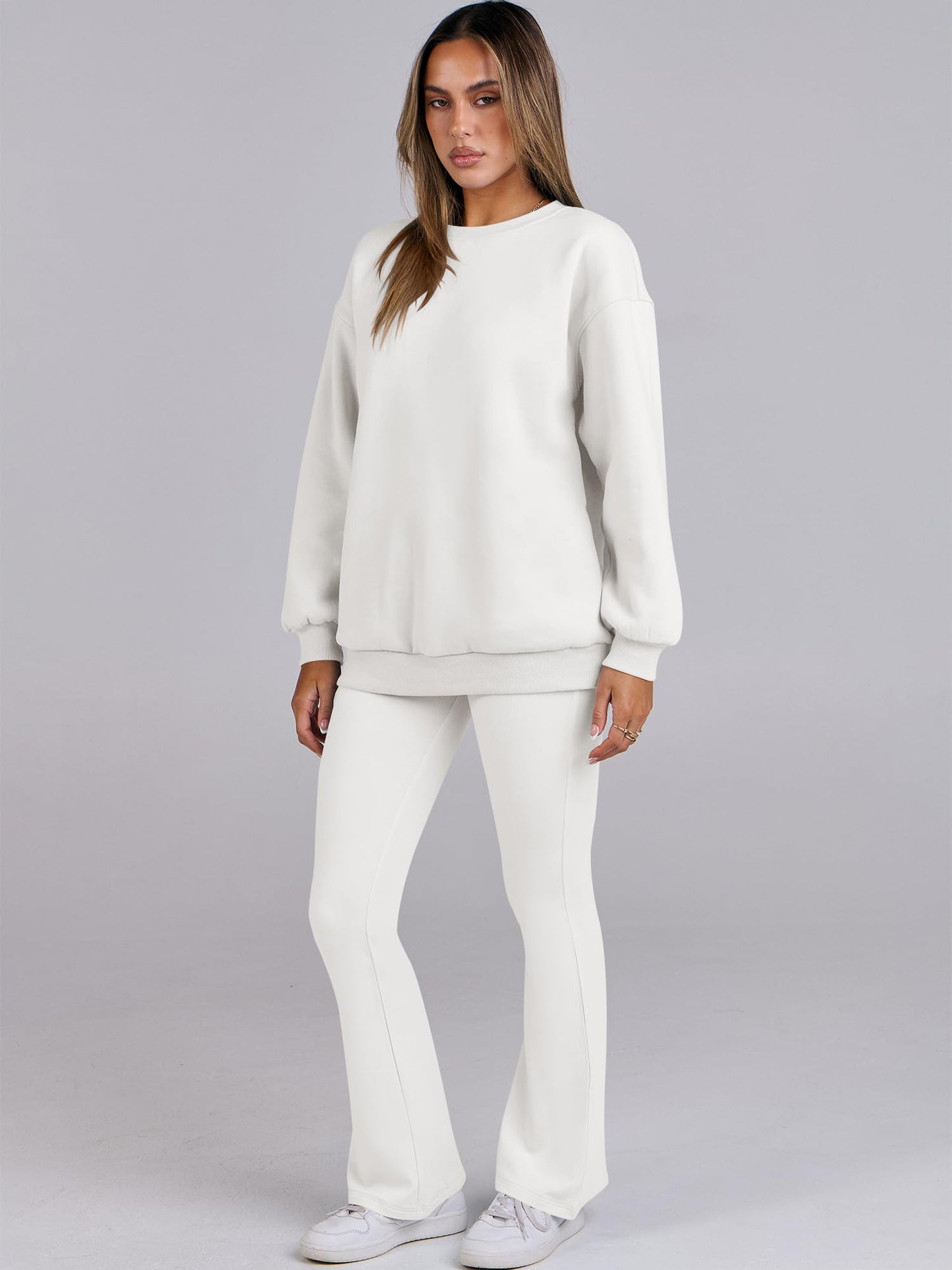 Women's 2-Piece Oversized Fleece Crewneck Sweatsuit Set