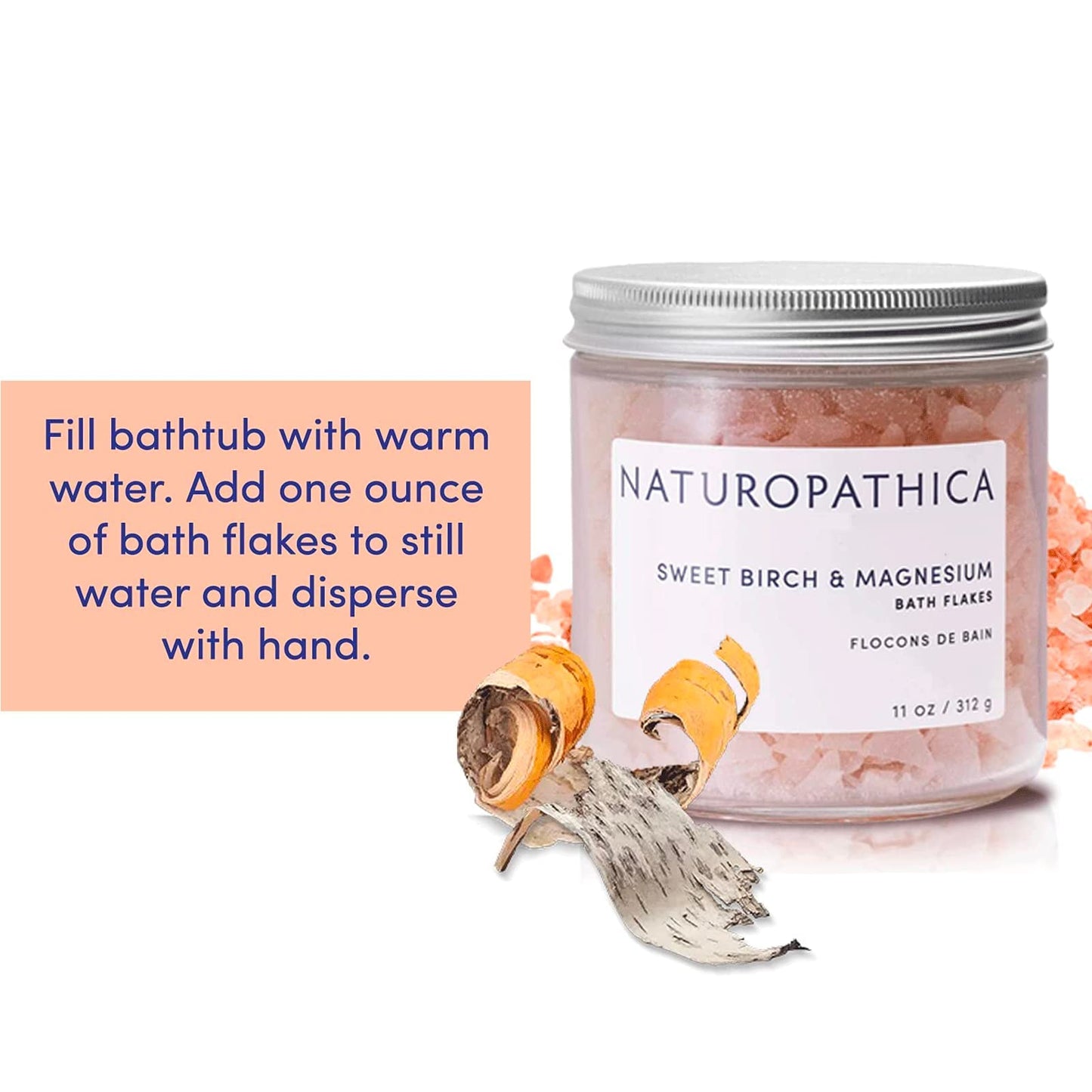 Sweet Birch and Magnesium Bath Flakes, 11oz