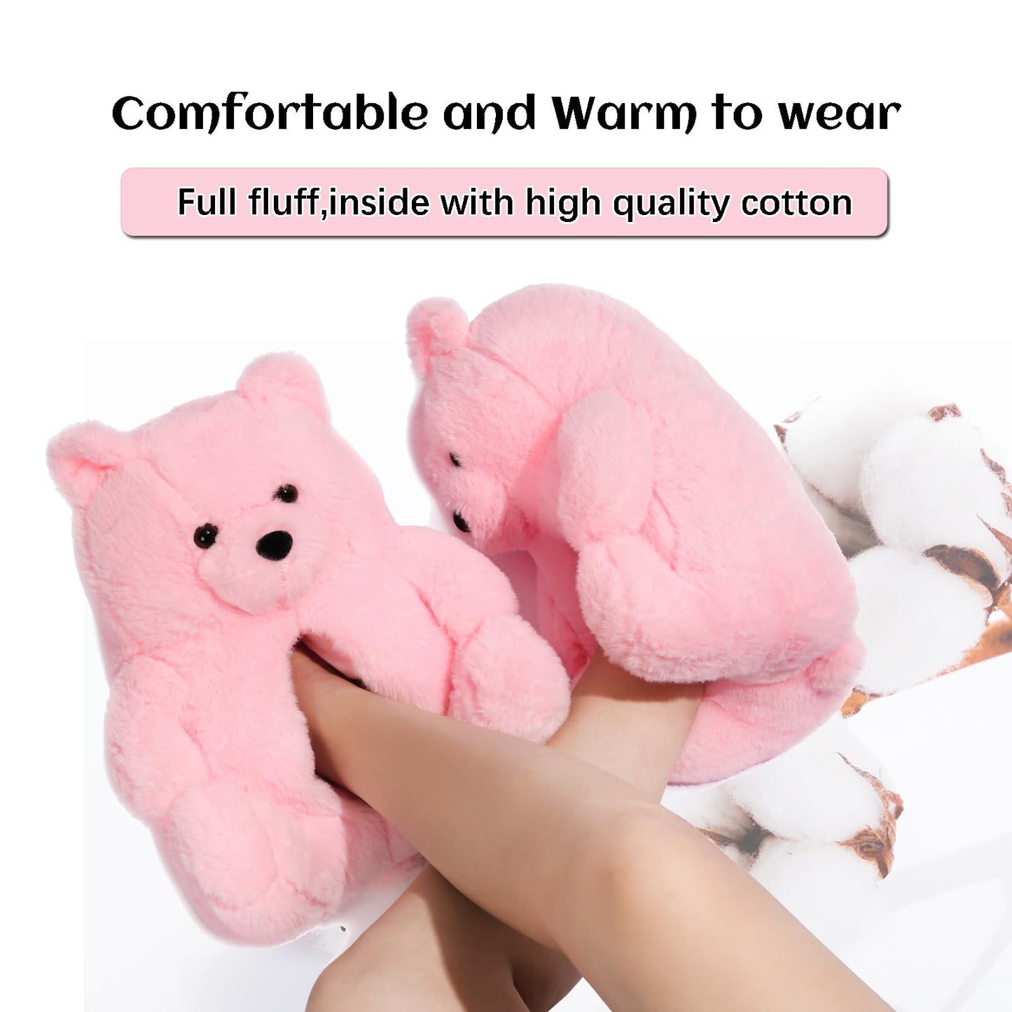 Fuzzy Teddy Bear House Slippers