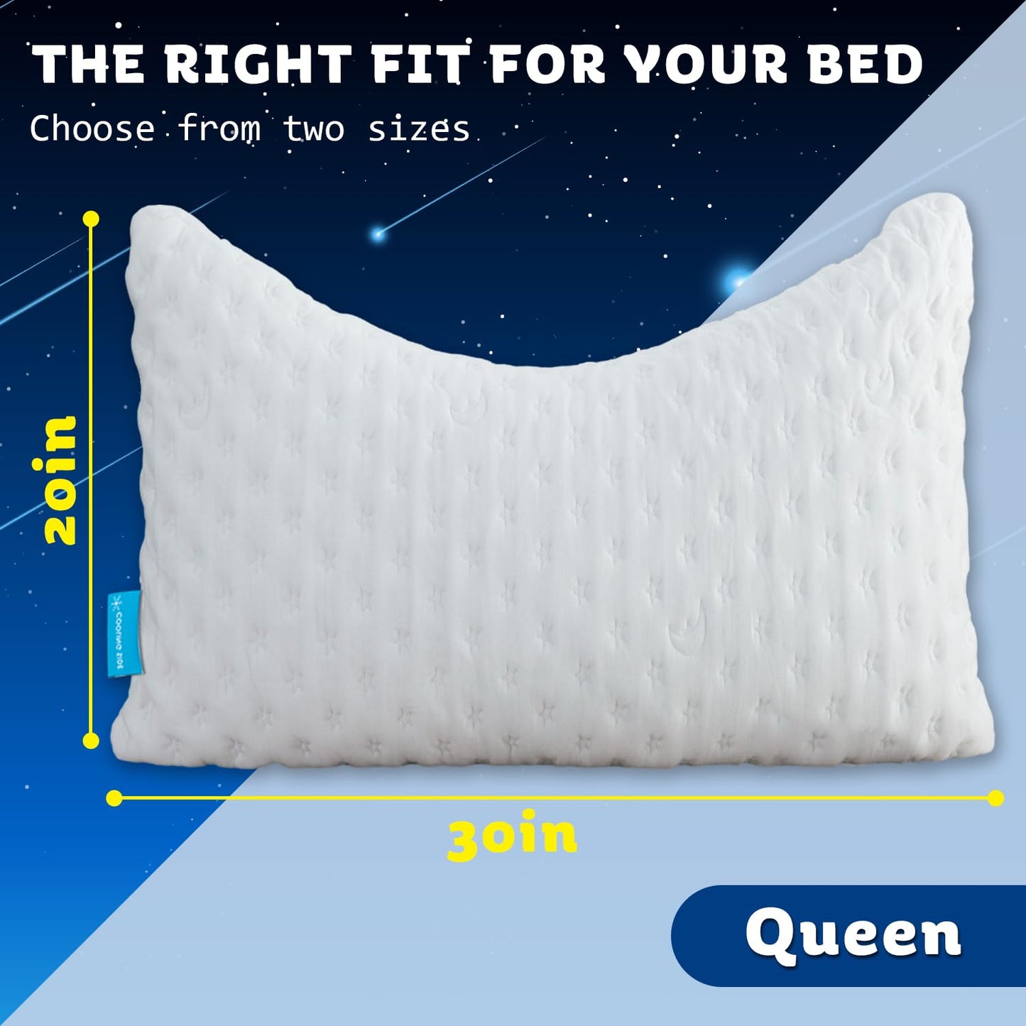 Cooling Side Sleeper Pillow for Neck and Shoulder Pain, Shredded Memory Foam
