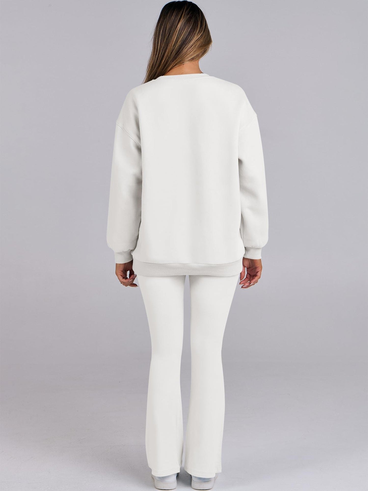 Women's 2-Piece Oversized Fleece Crewneck Sweatsuit Set