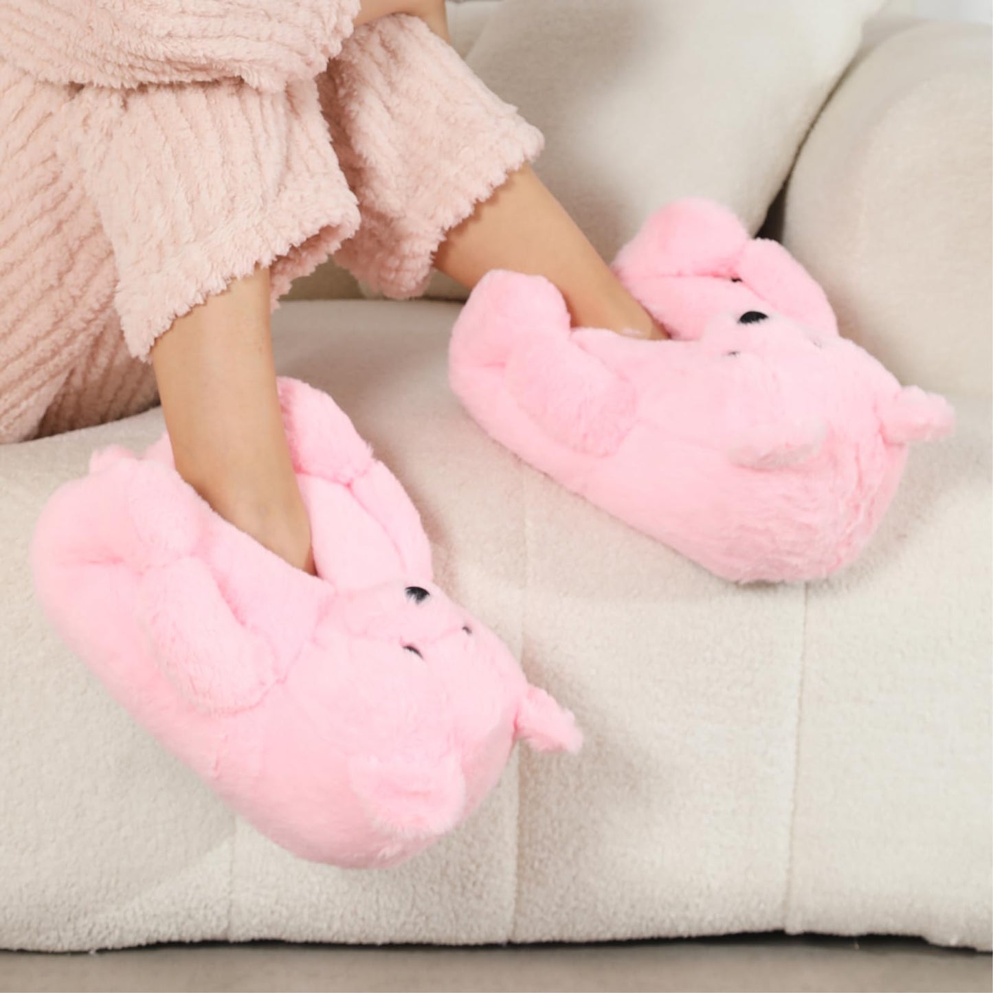 Fuzzy Teddy Bear House Slippers