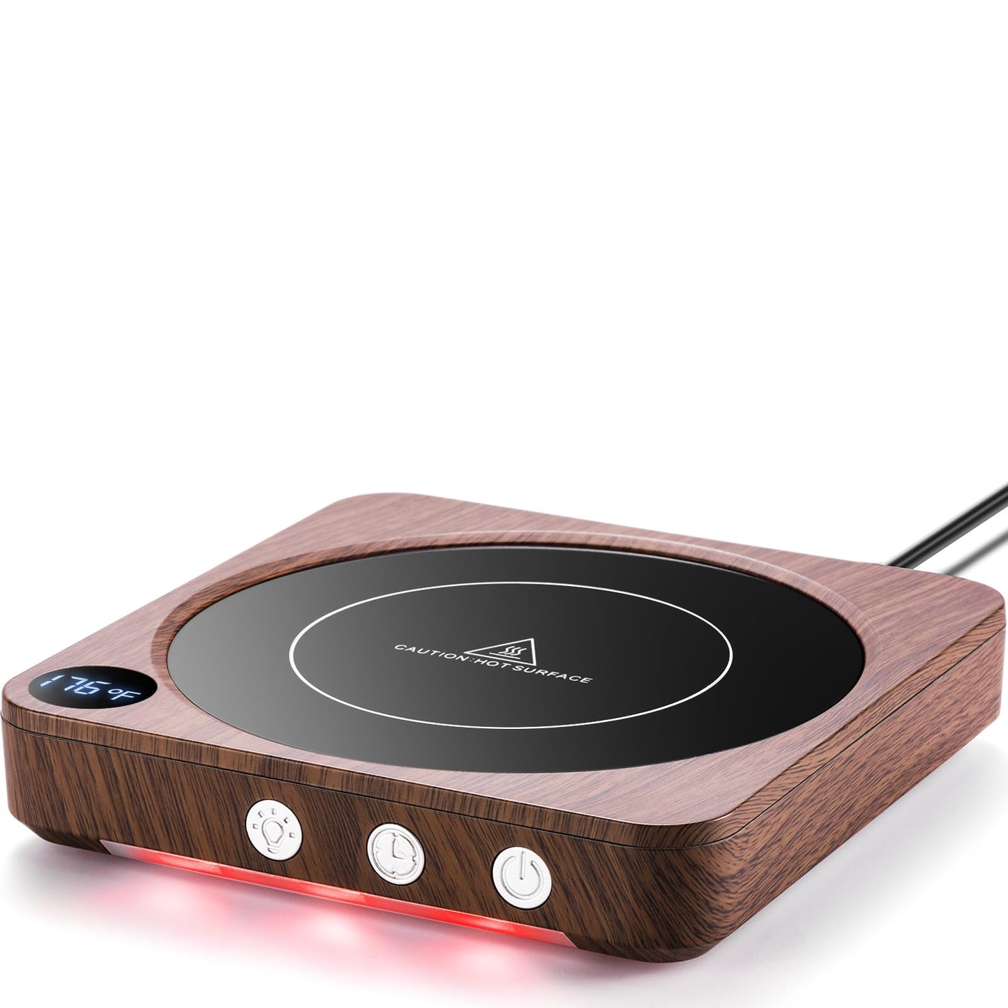 Wood Mug Warmer with Temperature Display