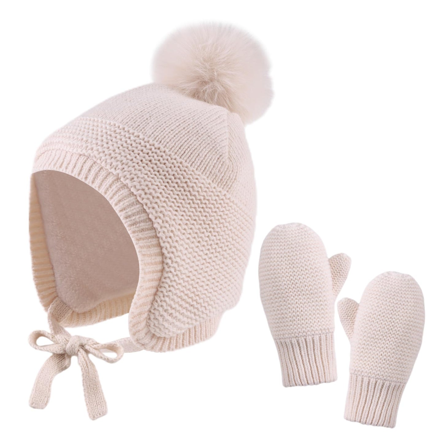 Knitted Baby Winter Beanie and Gloves