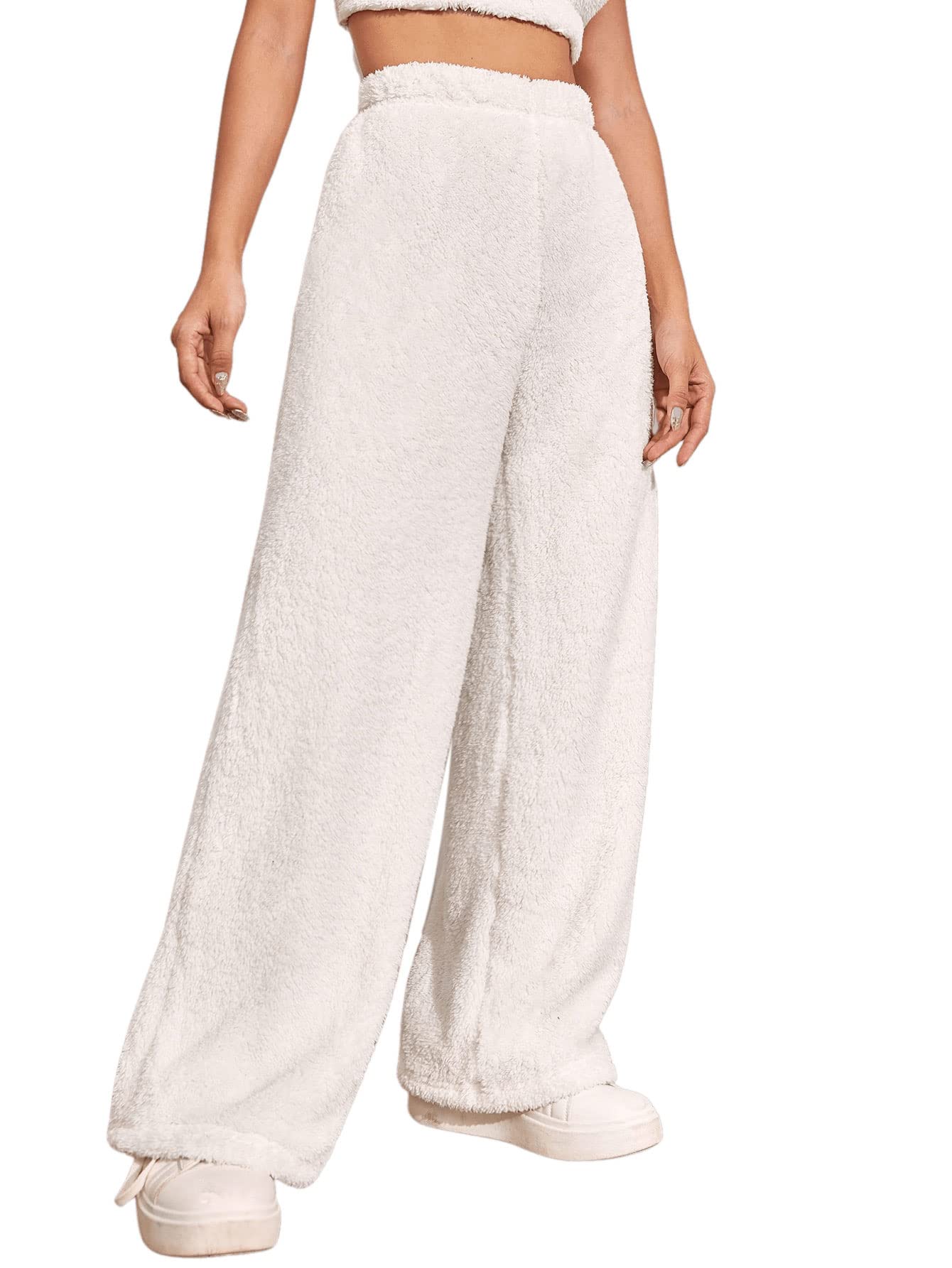 Women's High-Waist Fuzzy Fleece Lounge Pants