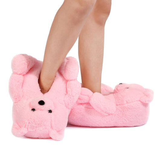 Fuzzy Teddy Bear House Slippers