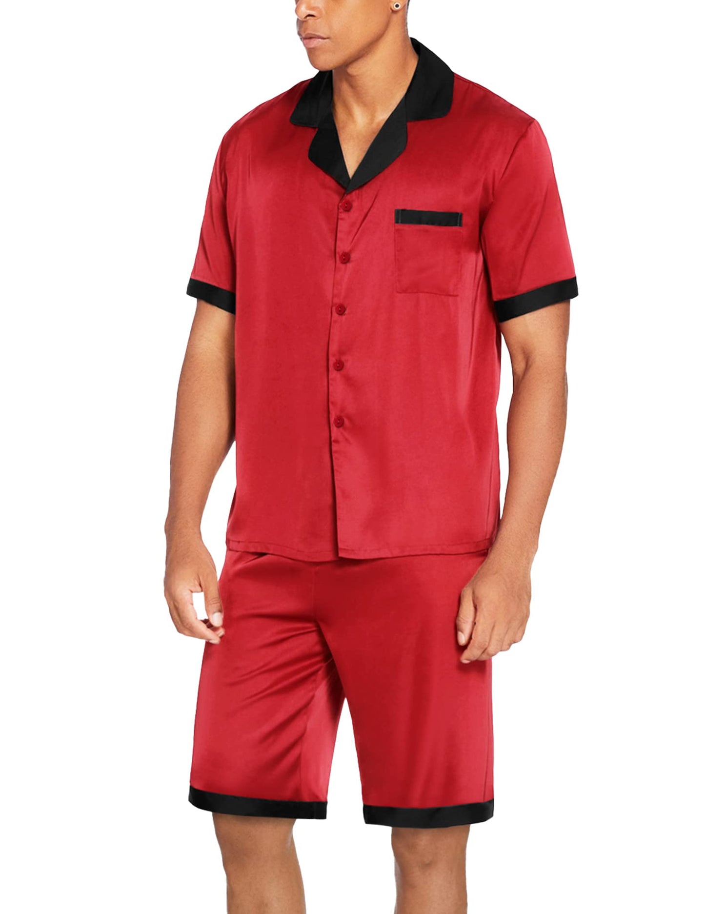 Men's Red Satin Loungewear Set
