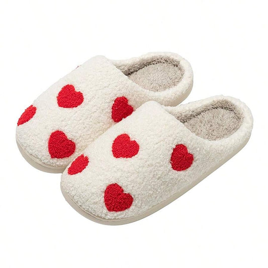 Women's Fuzzy Heart Pattern Slippers