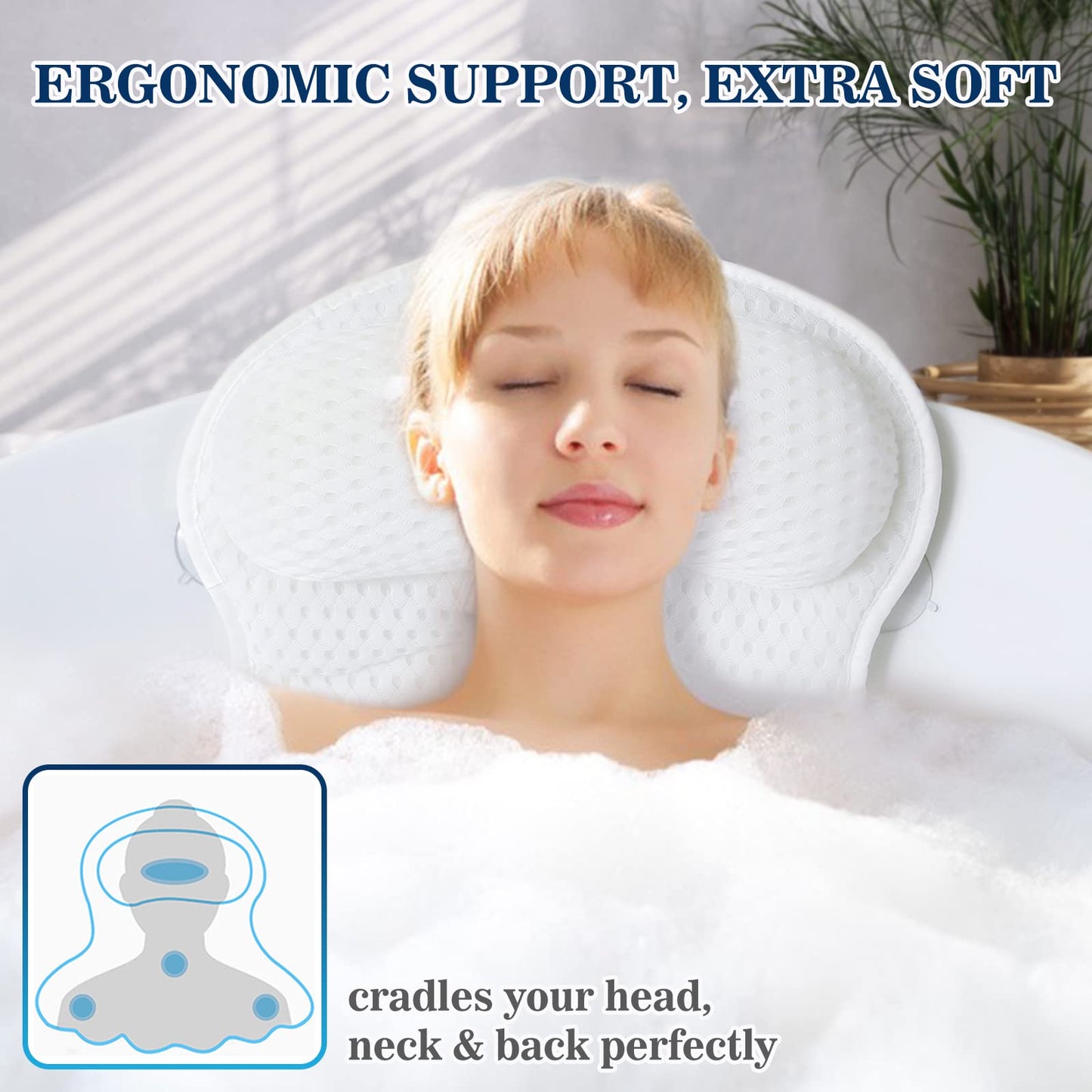 Luxury Bathtub Pillow for Neck and Back Support