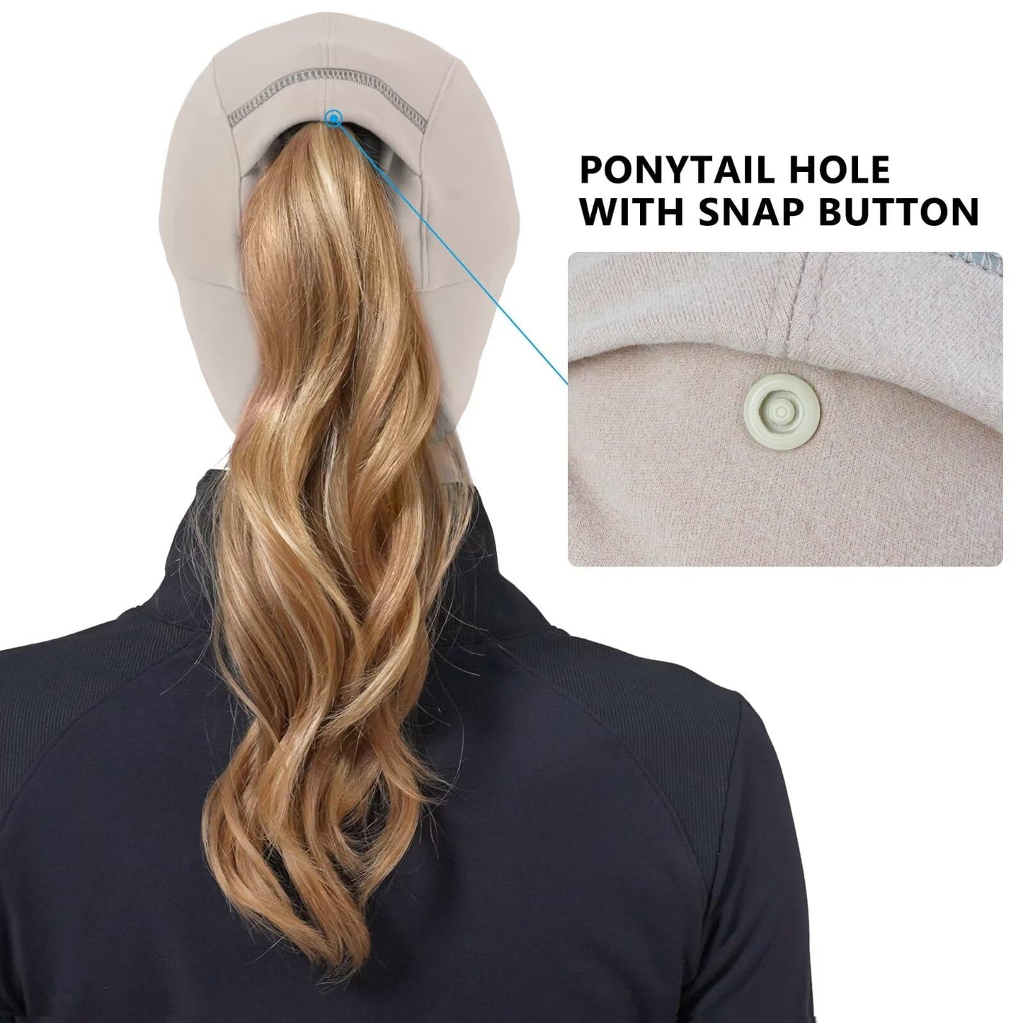 Women's Winter Fleece Hats with Ponytail Opening