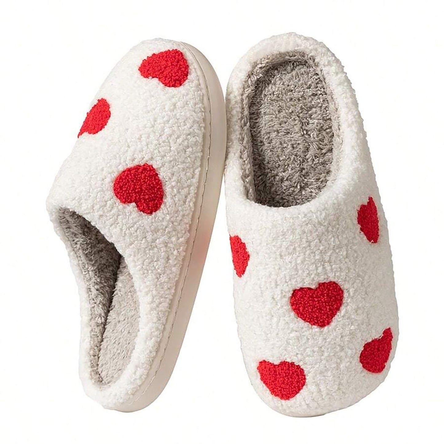 Women's Fuzzy Heart Pattern Slippers