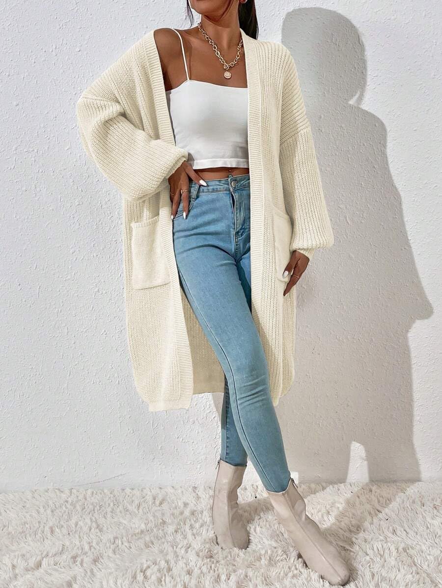 Women's Oversized Open Midi Cardigan