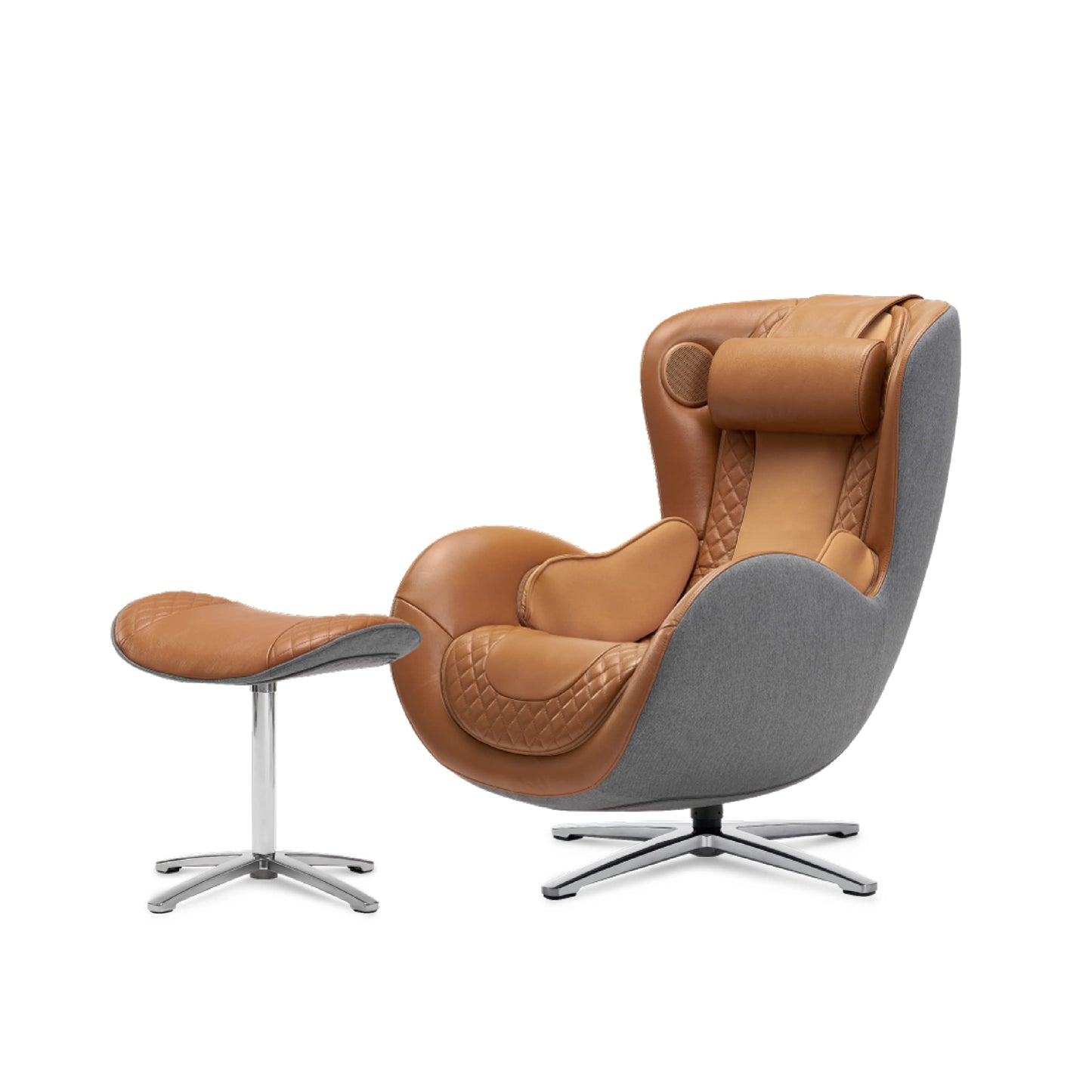 *NOUHAUS Heated Classic Massage Chair Full Body and Spot Massaging Recliner with Ottoman, Bluetooth Speaker, in-Chair Charger. Portable Shiatsu Body Massager Chair (Caramel, Leather)