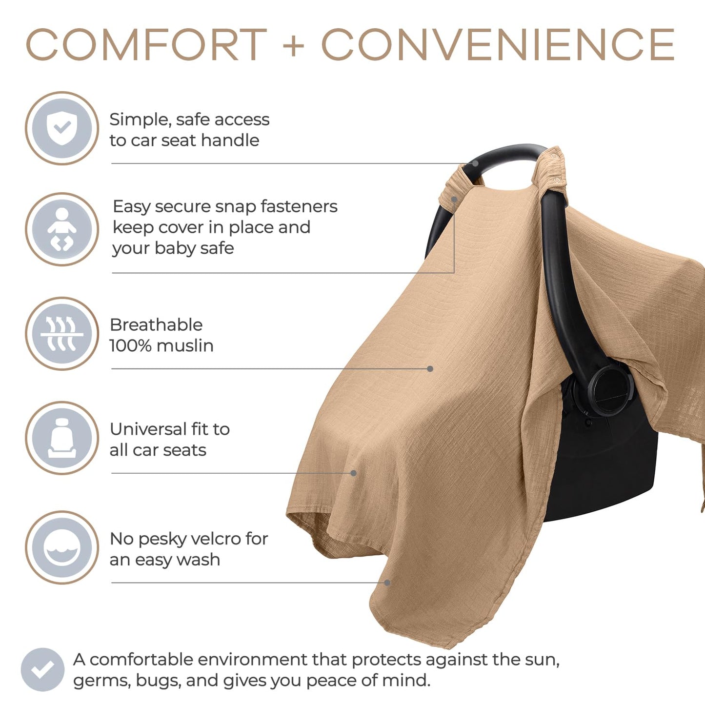 Baby Car Seat Cover with Handle Holders