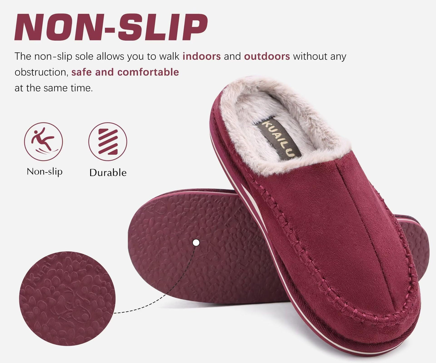Men's Red Suede & Faux Fur House Slippers
