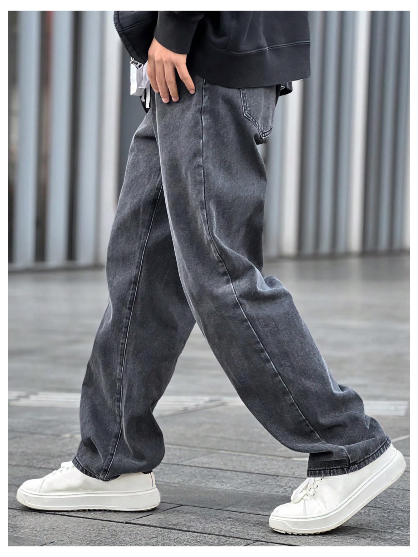 Men's Drawstring Waist Straight Leg Jeans