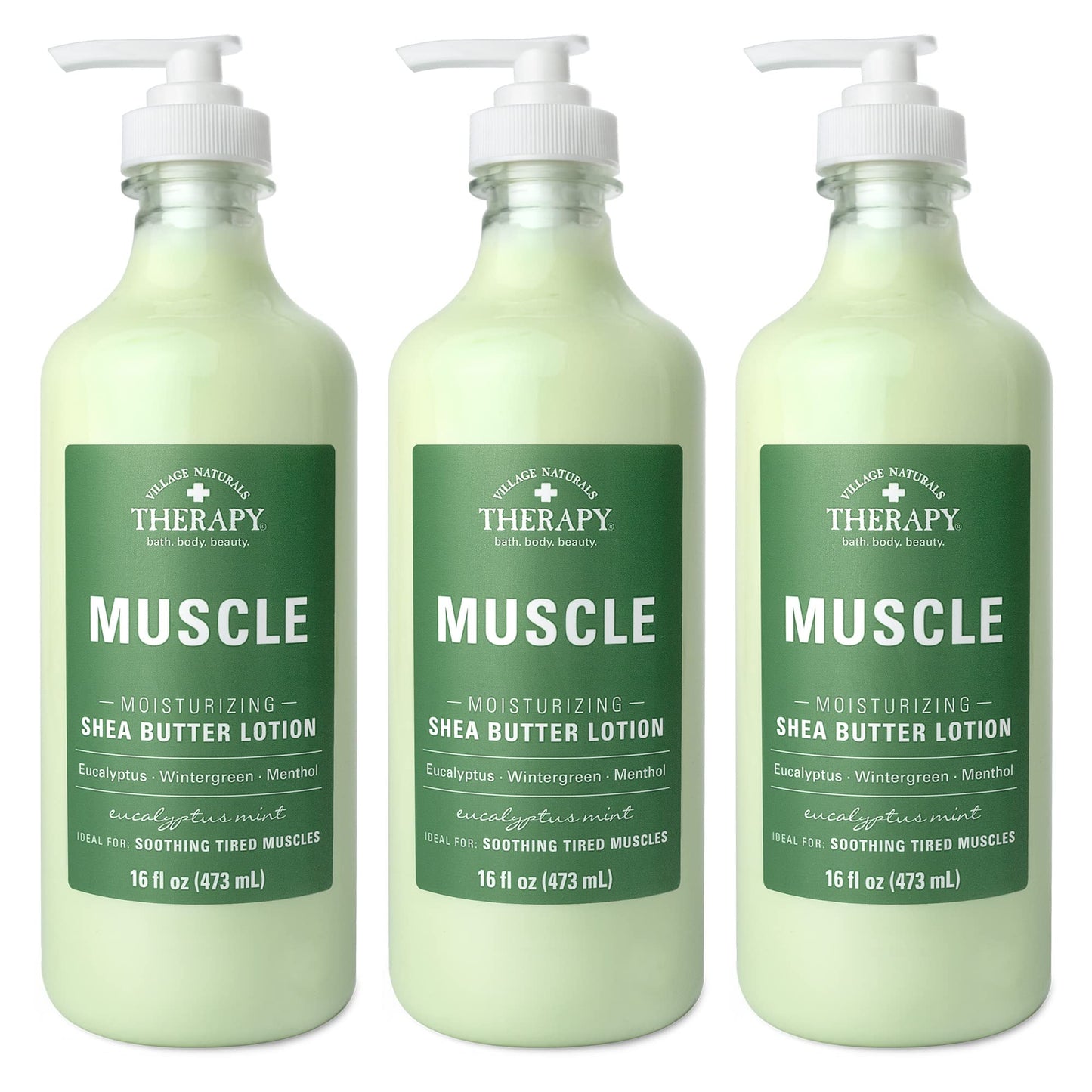 Village Naturals Therapy, Shea Butter Lotion, Eucalyptus Mint Scent, 3 Pack