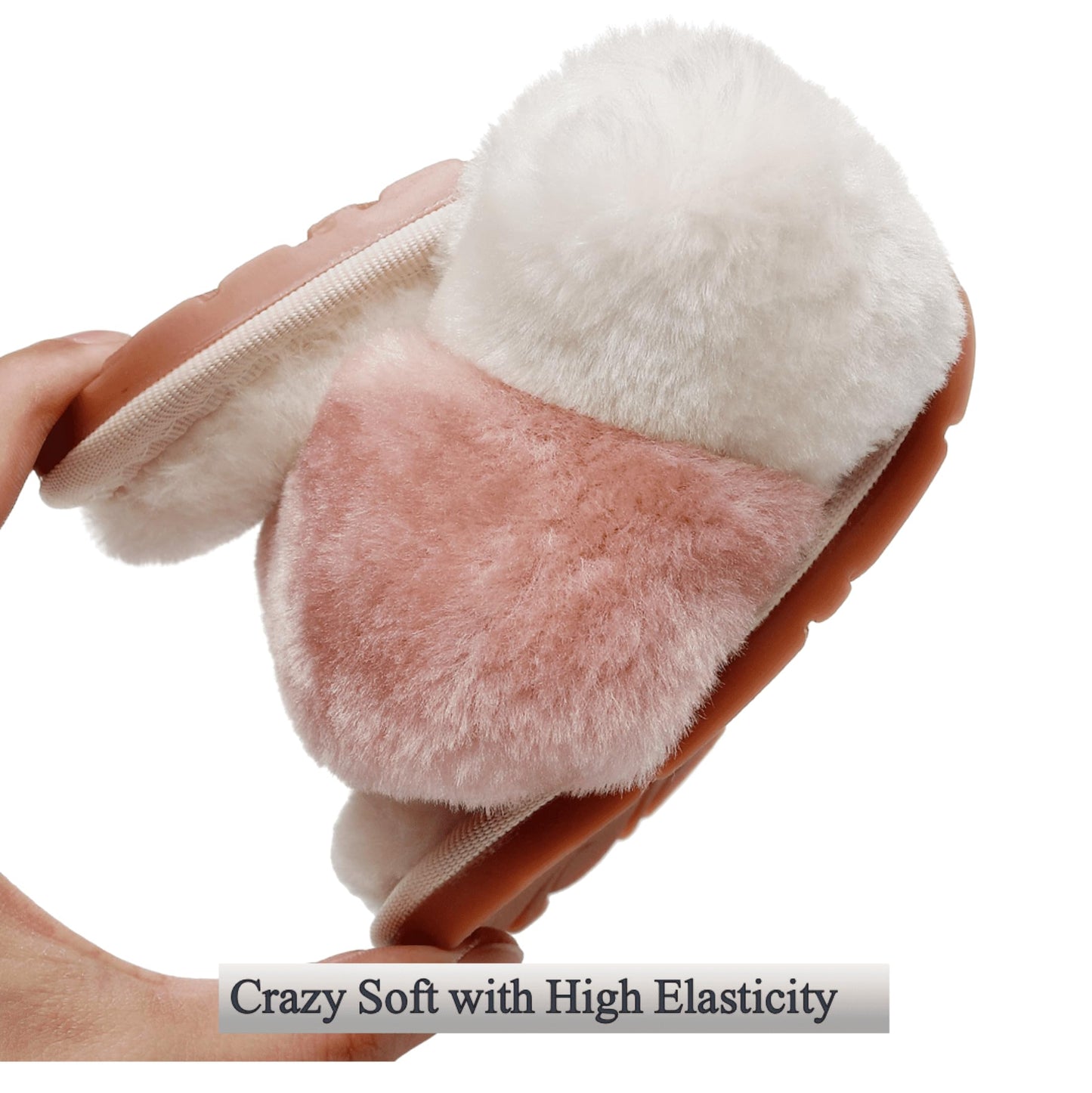 Women's Plush Cross-Band Slides with Memory Foam Soles