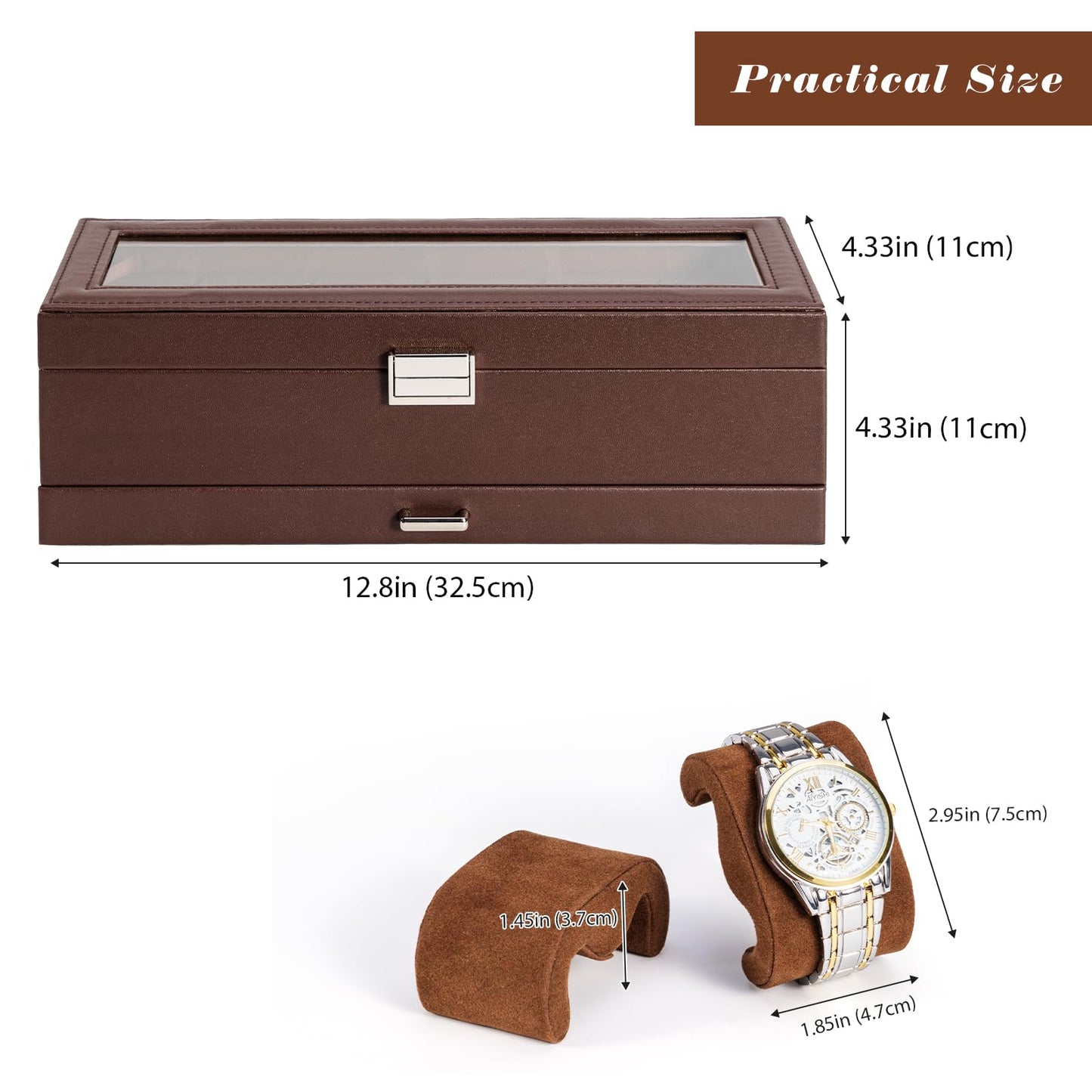 Watch Display Case with 6 Slots and Drawer