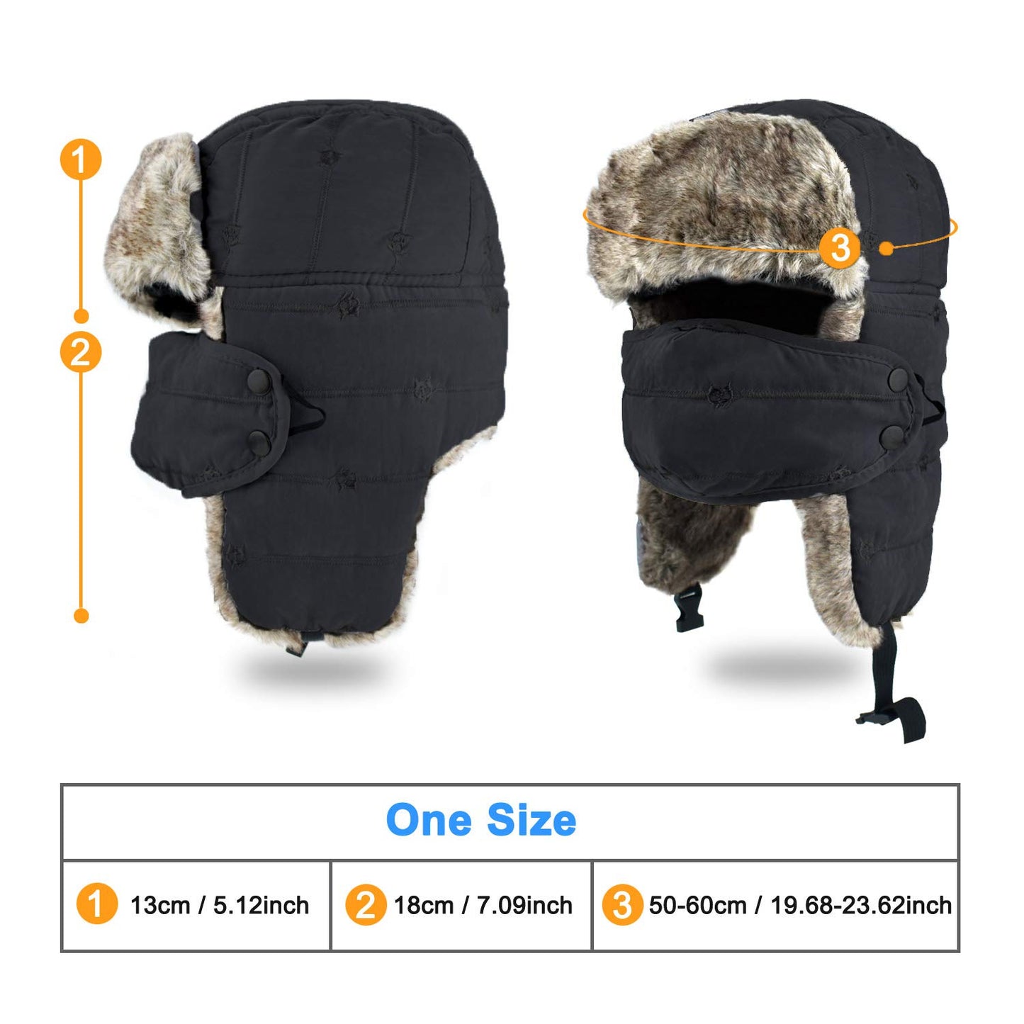 Unisex Ushanka-Style Winter Trapper Hat with Face Mask