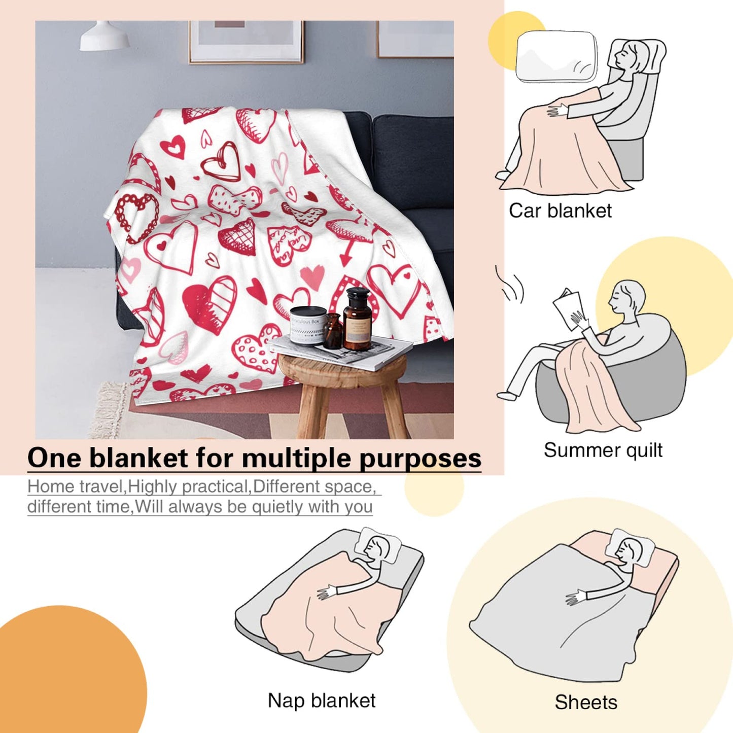 Valentine's Day Hearts Throw Blanket