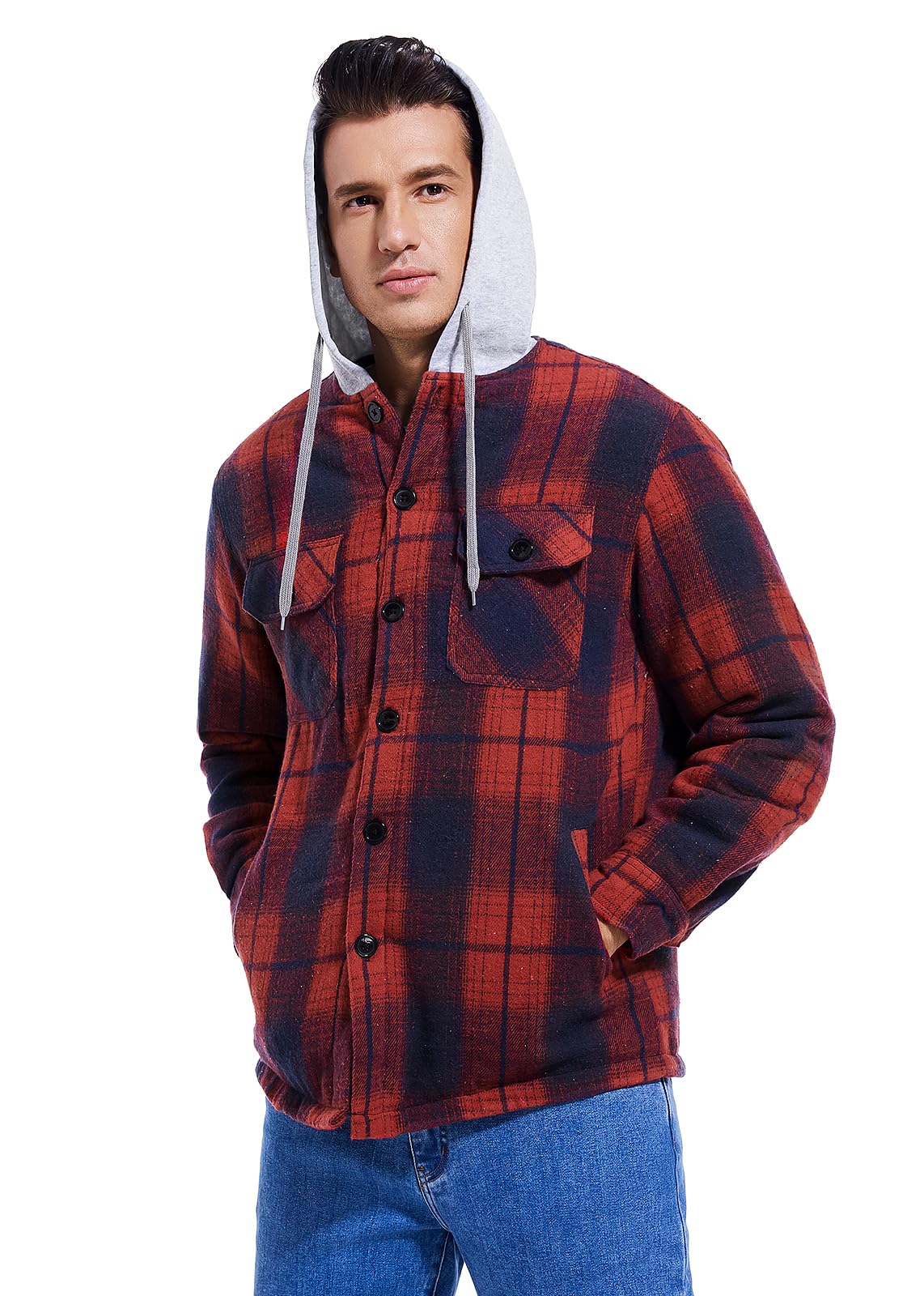 Men's Quilted Lined Flannel Shirt Jacket