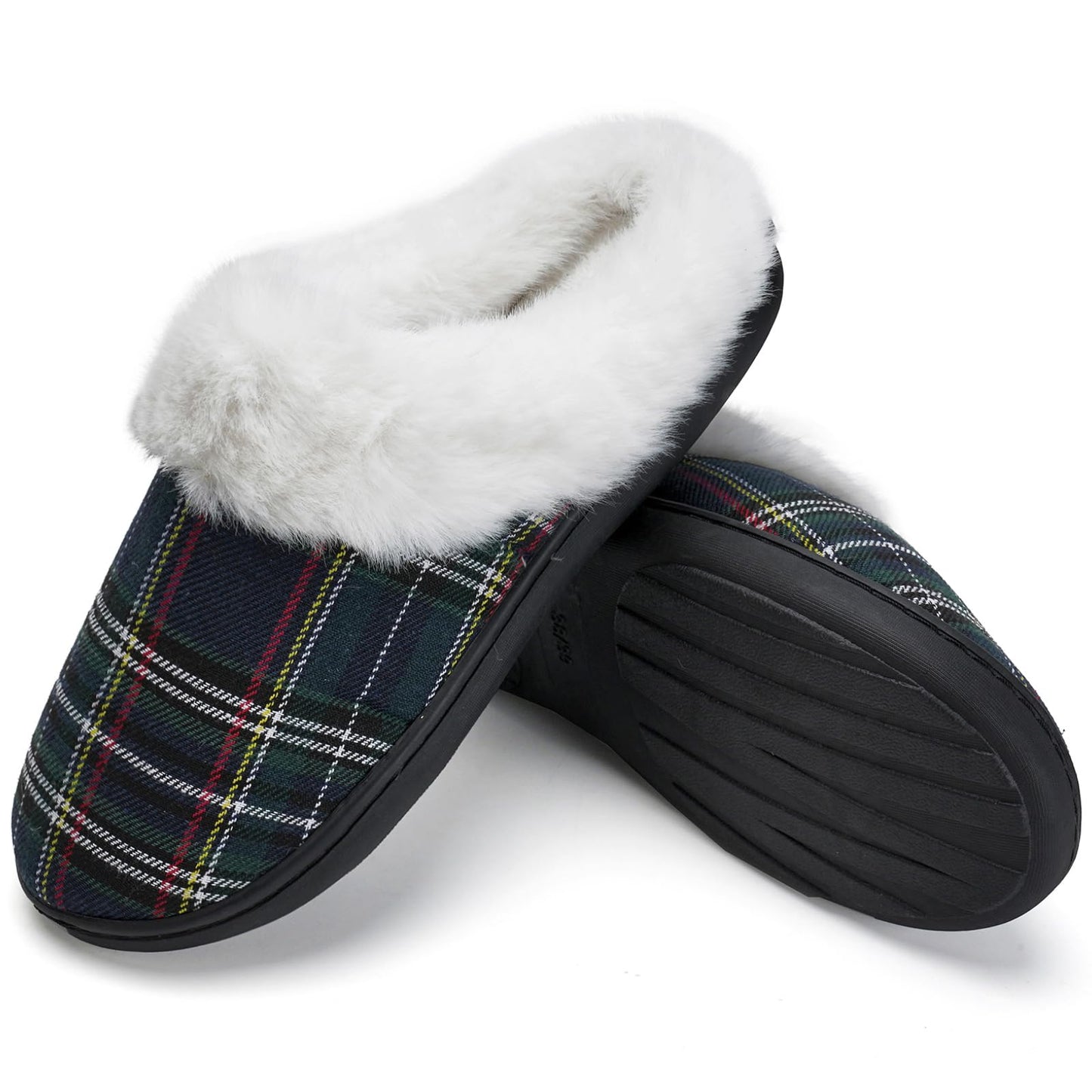 Women's Knitted Fur Collar Slippers with Anti-Skid Soles